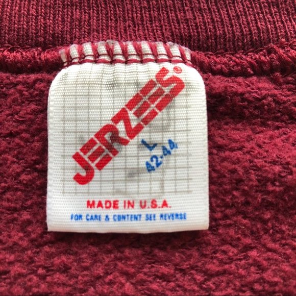 Vintage 80s Burgundy Crew Neck Raglan Sweatshirt L - Picture 5 of 7